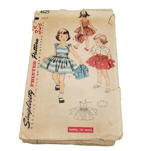 Simplicity 1954 Child's One Piece Dress and Jacket Pattern 4625 Size 3 UNCUT